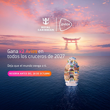 Crucero de Royal Caribbean navegando en alta mar con promoción de Avios dobles en salidas de 2027