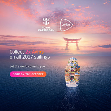 Royal Caribbean cruise ship at sea promoting double Avios on 2027 sailings