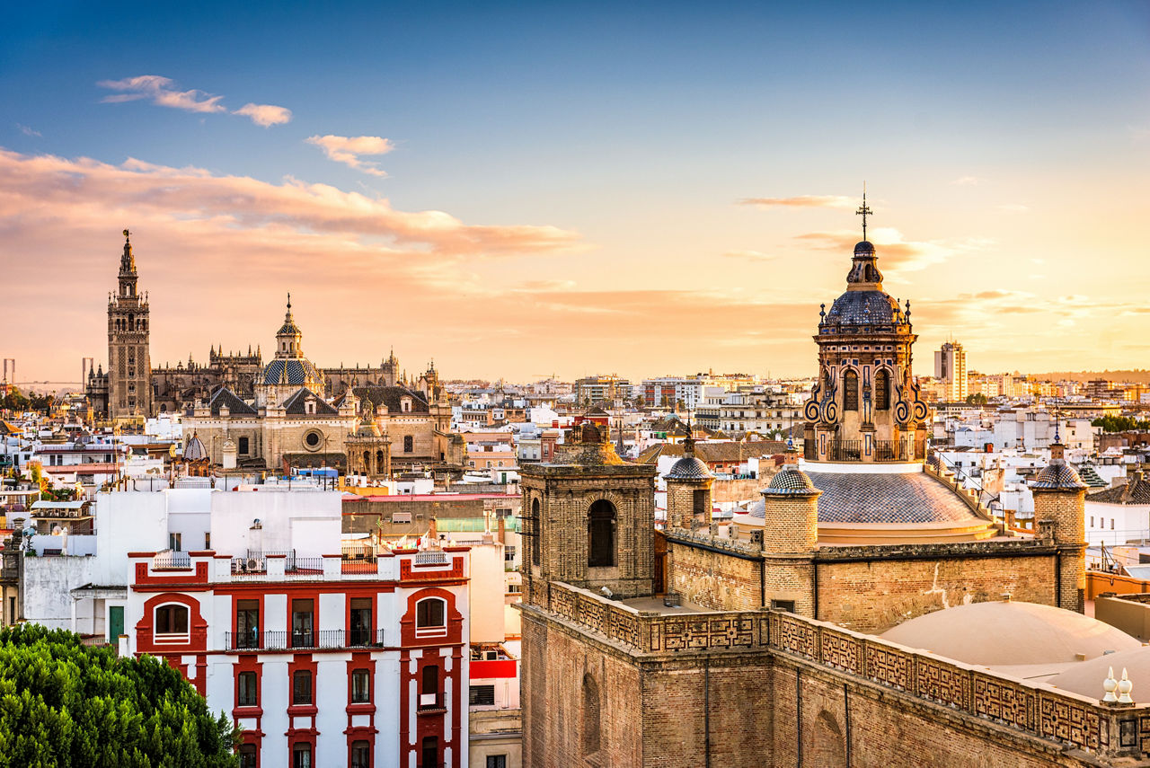Seville, Spain skyline in the Old Quarter.