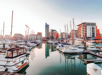 Southampton marina and waterfront in England