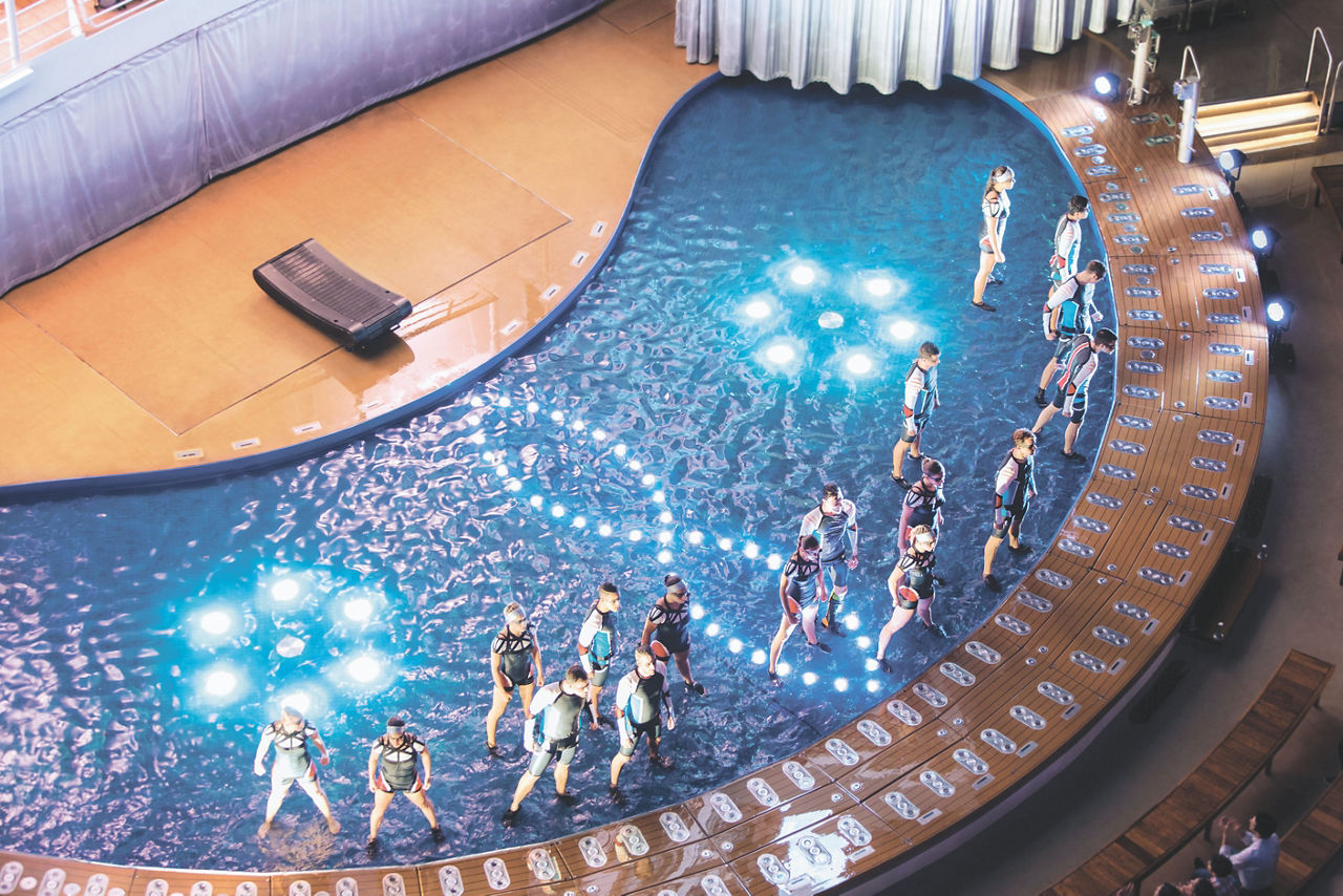 Performers at the Aqua Theater at Night 