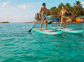 Couple kayaking through the waters