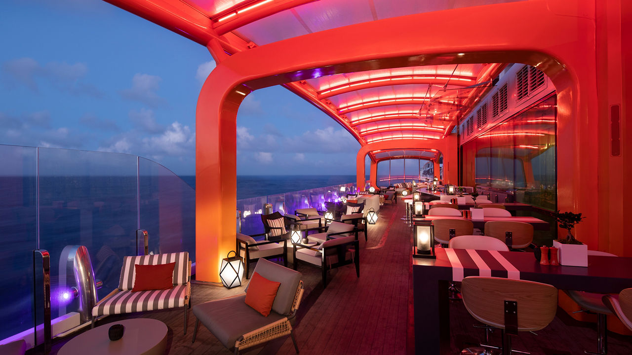 A restaurant that goes up and down the decks