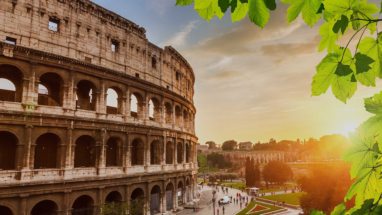 The Colosseum at sunrise.