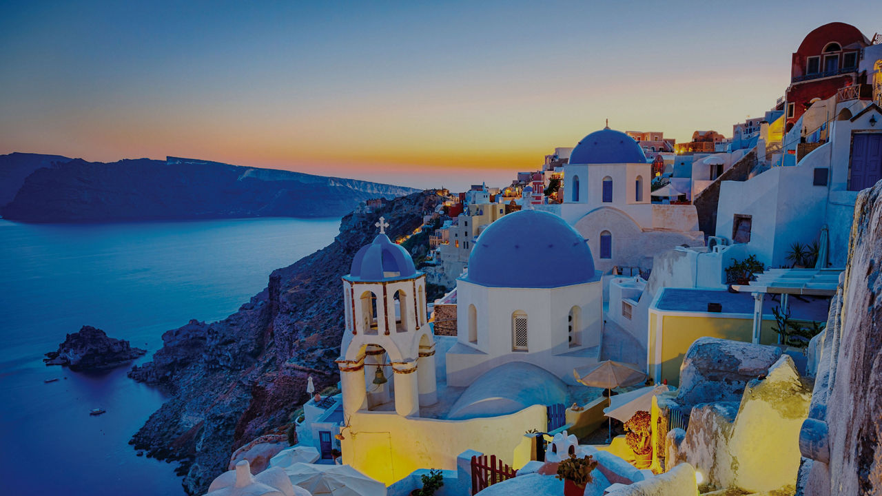 Town of Oia in Santorini Greek Islands