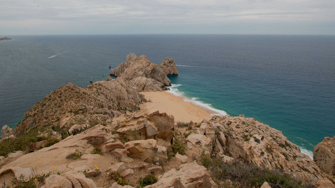 aerial view of Divorce Beach and Land's End