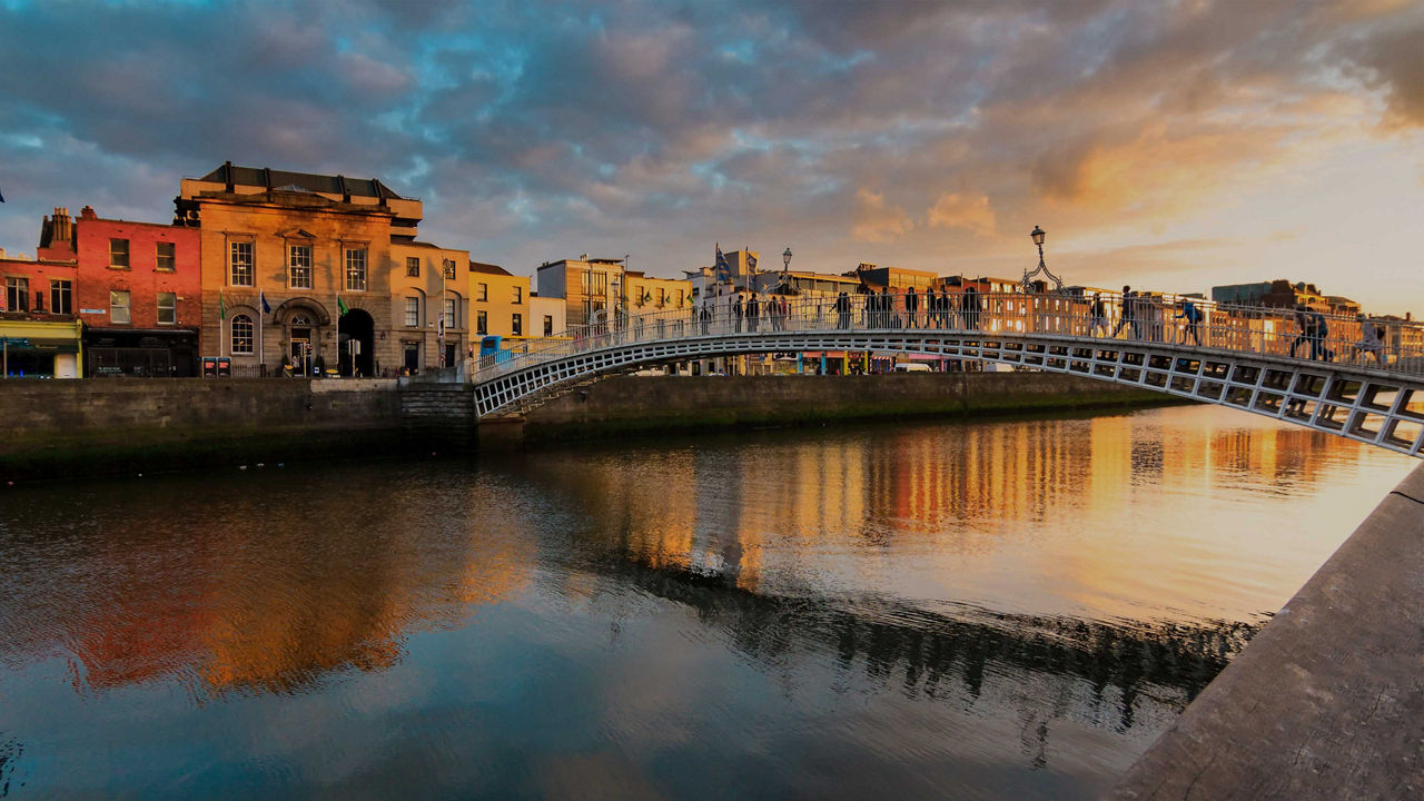 Ha Penny bridge during sunset