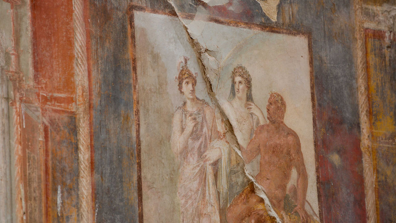 a fresco painting in Herculaneum, Naples