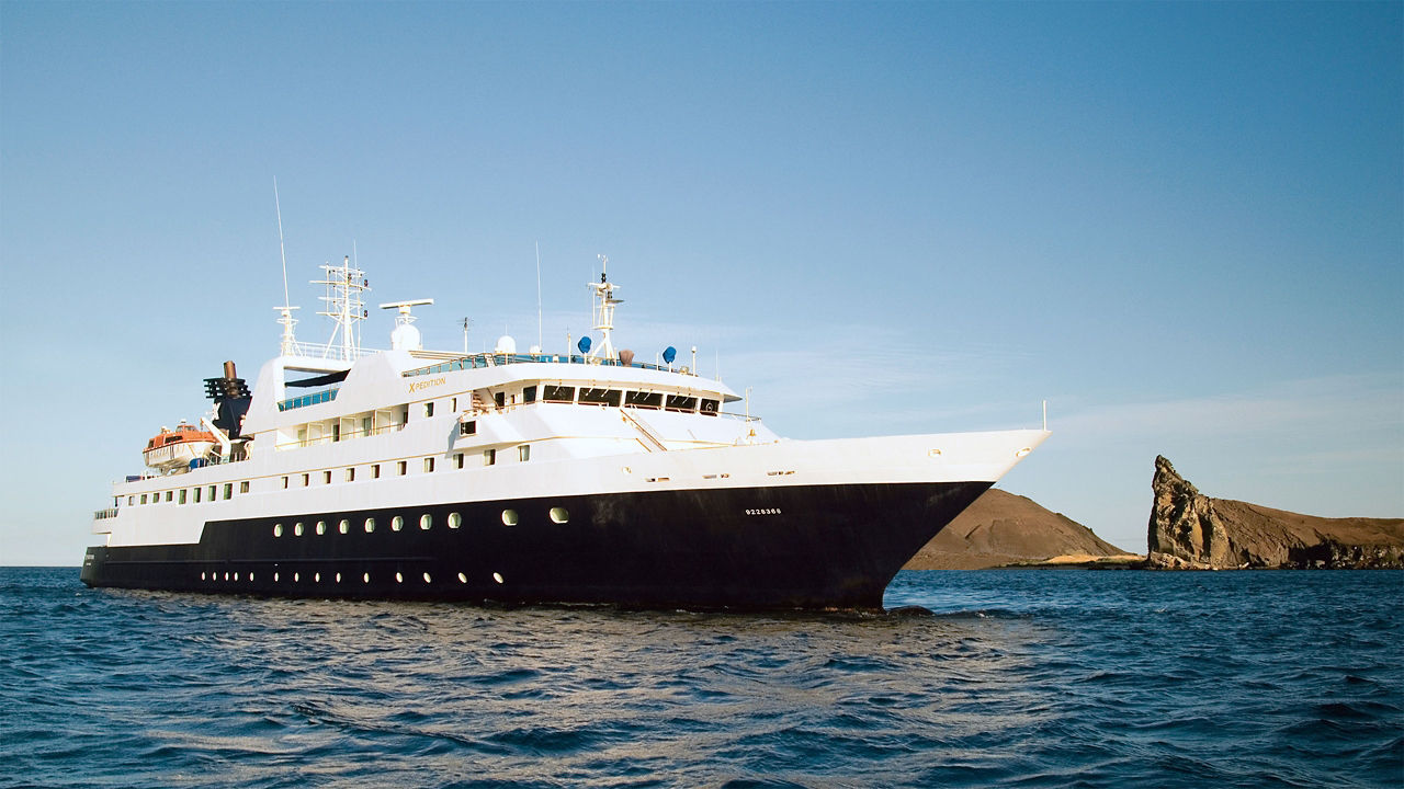 Celebrity Xpedition cruise ship in the Galapagos Islands