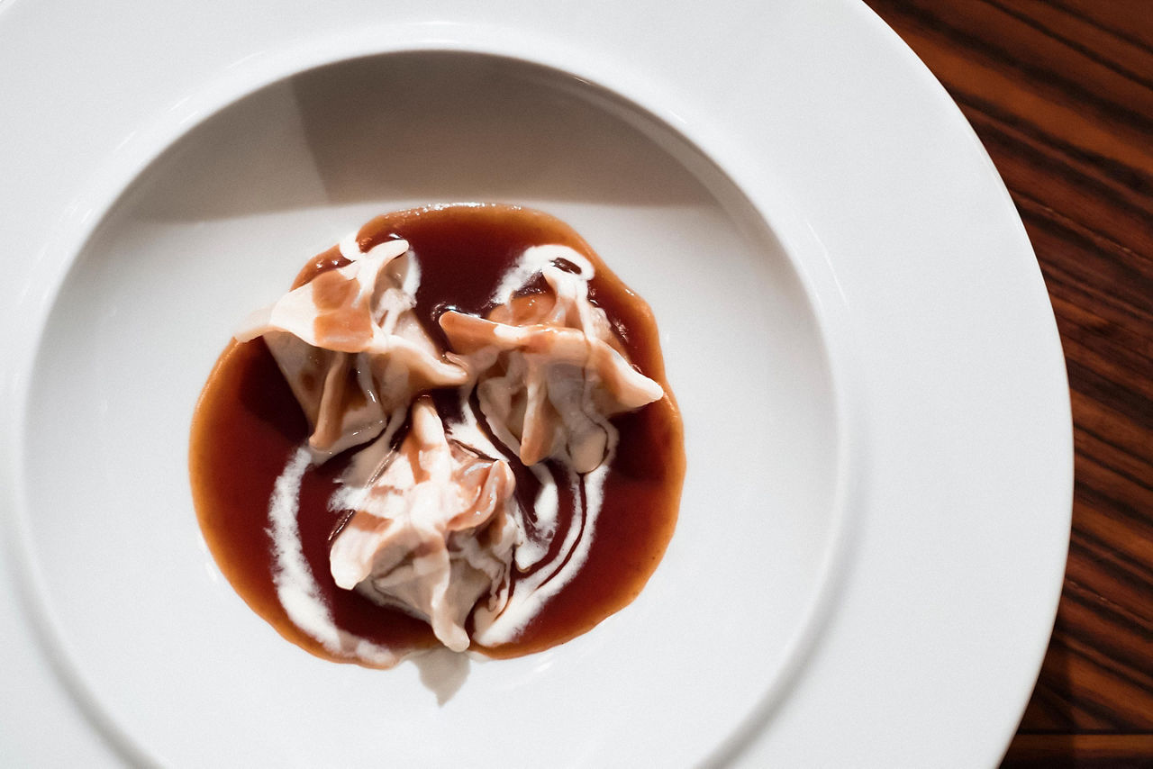 A dessert at Chef's Table on Royal Caribbean cruises