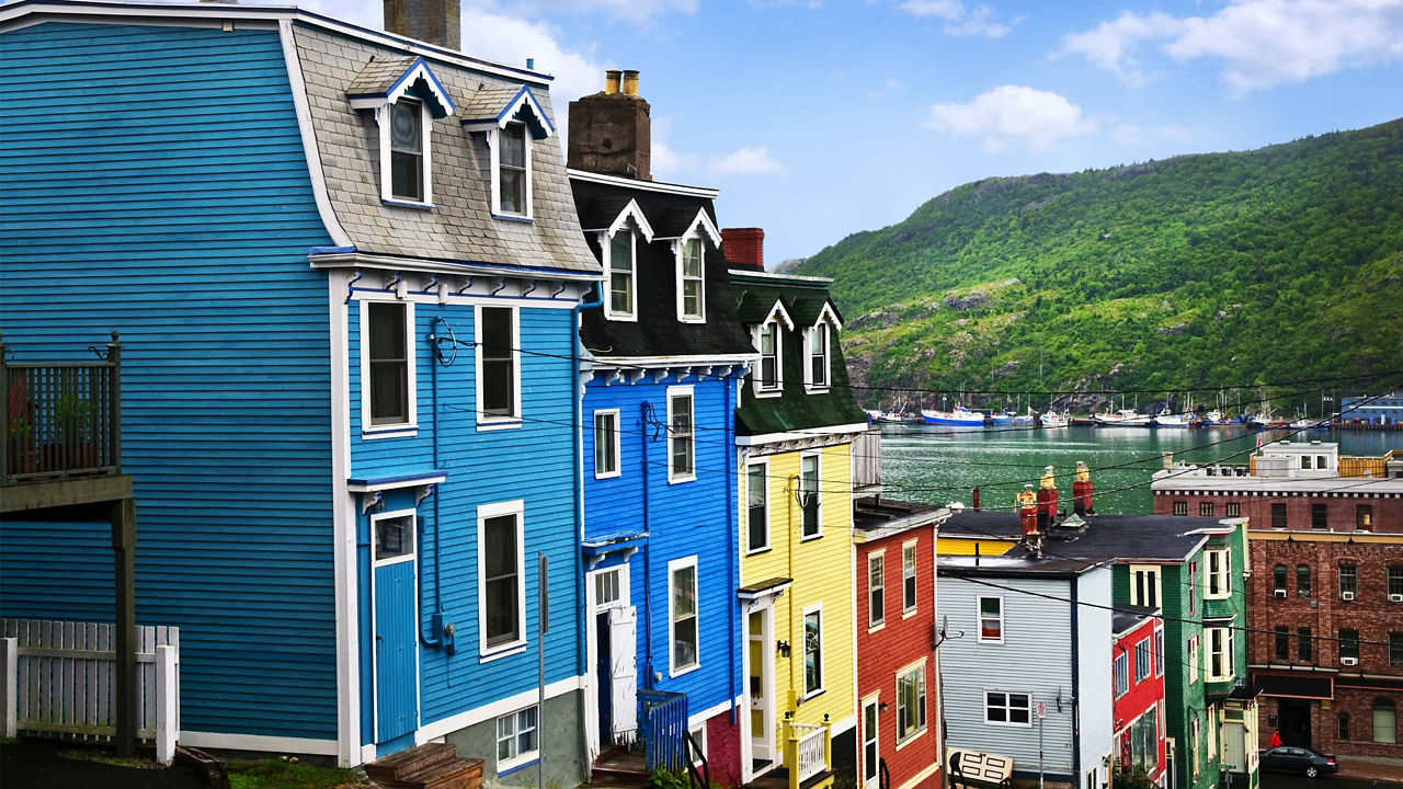 street with colorful houses in st johns newfoundland canada 2560x1440