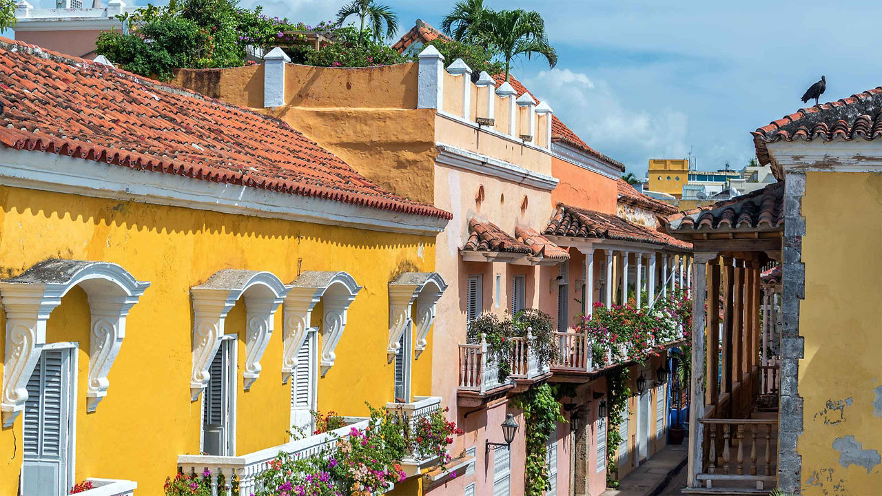 colorful houses cartagena colombia 2560x1440