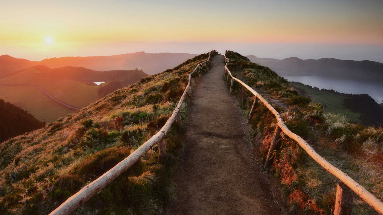 Sete cidades with sunset azores ponta delgada 3840x2160