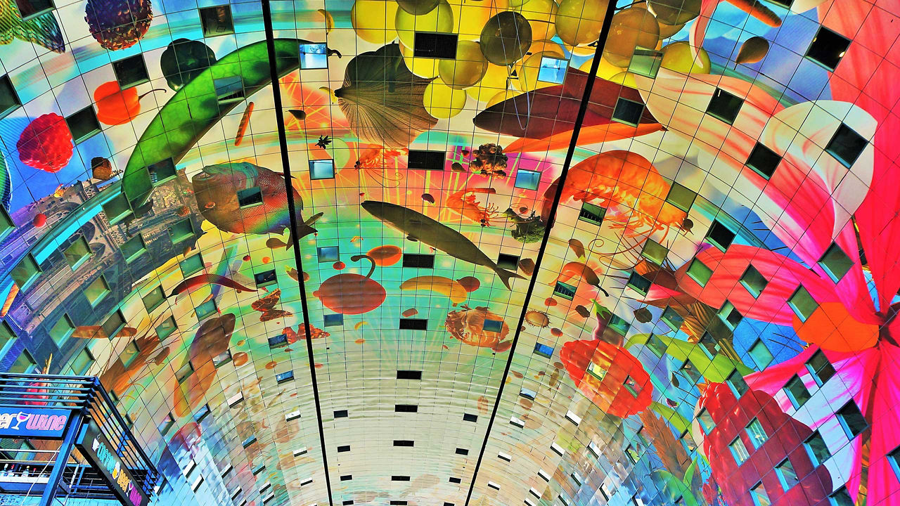 colorful painted arch ceiling rotterdam netherlands 2560x1440