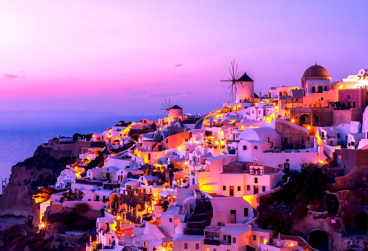 santorini at night greek islands
