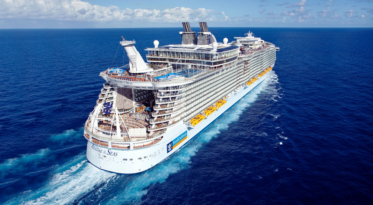Aerial View of Allure of the Seas With Caribbean Destinations in Honduras, Mexico, Puerto Rico, and Jamaica