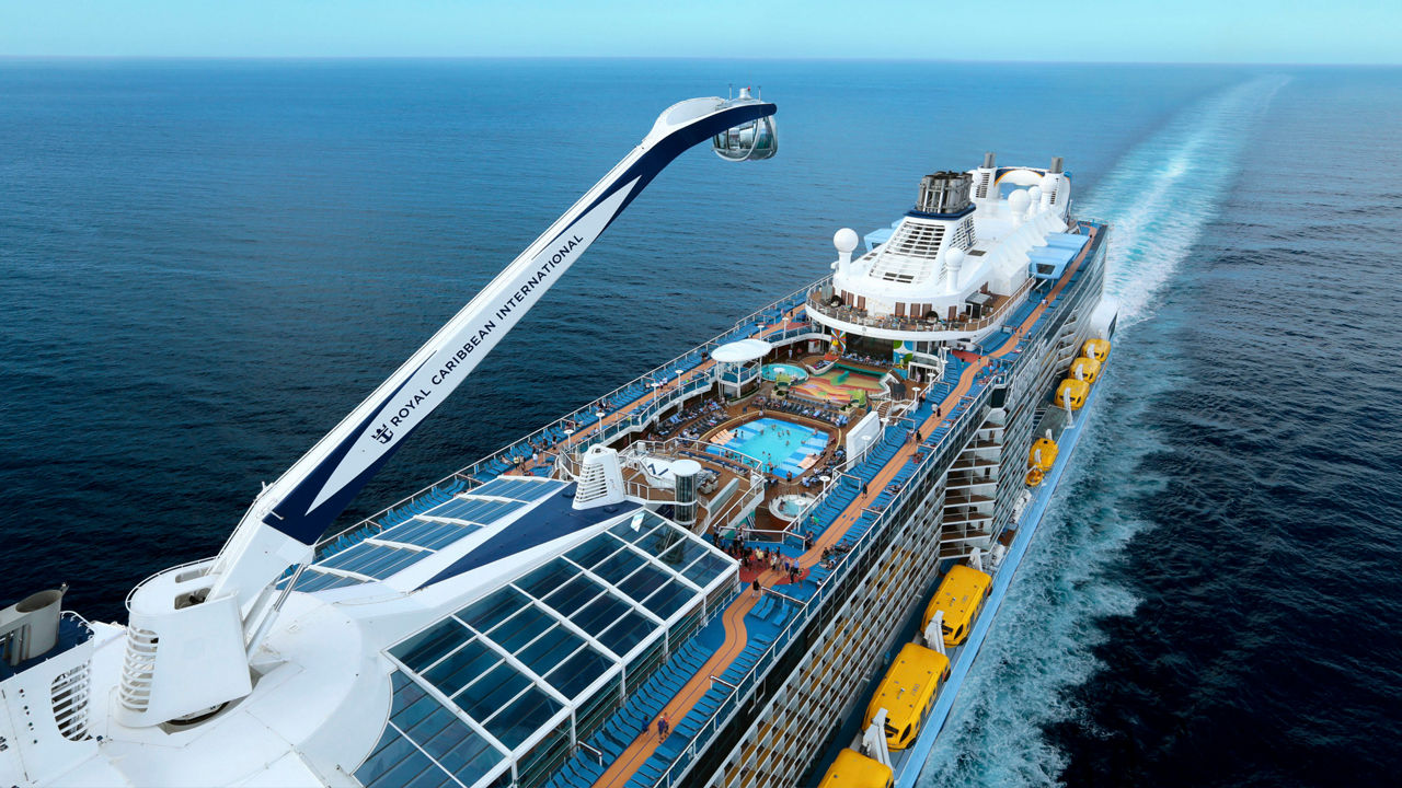 An aerial view of Anthem of the Seas with North Star