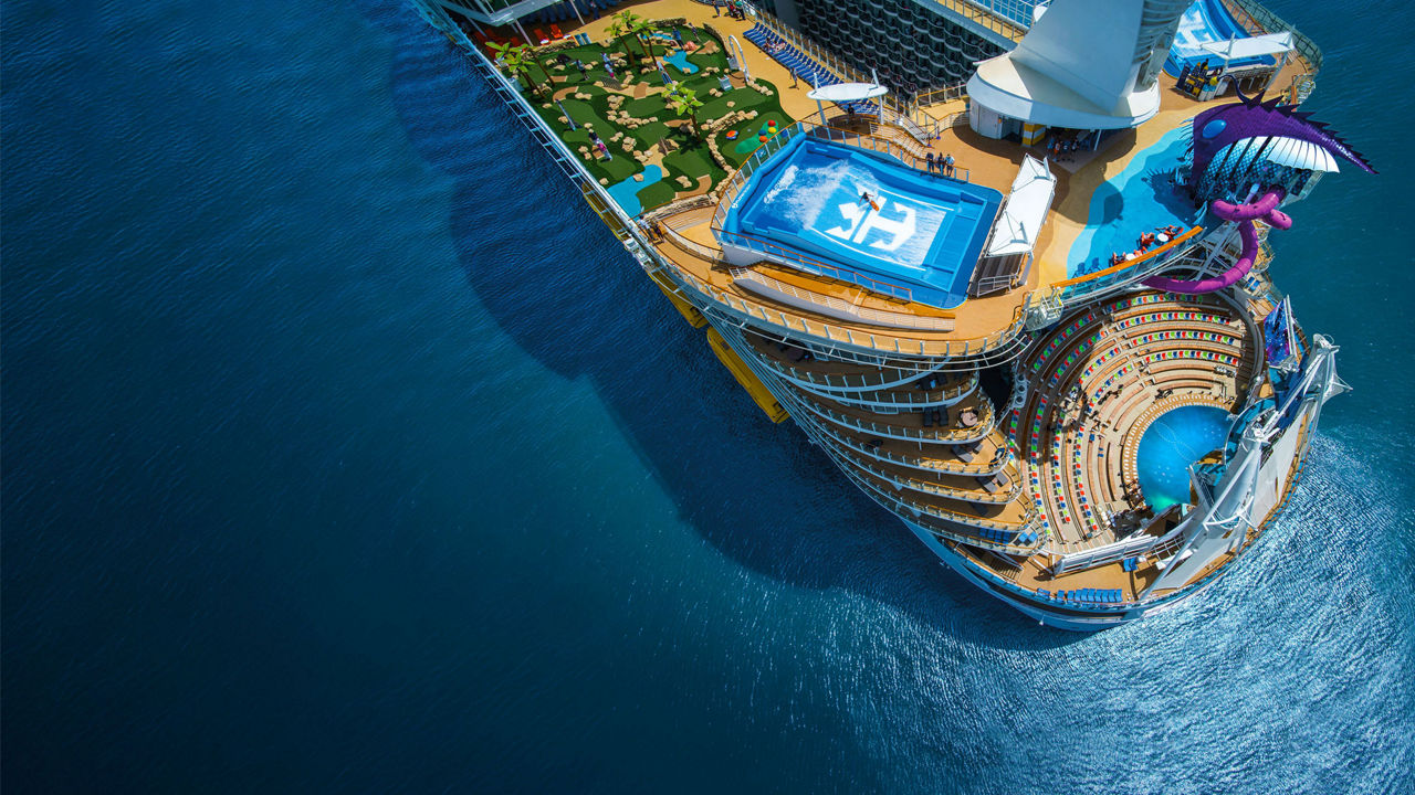 Aerial view of the aft of Harmony of the Seas