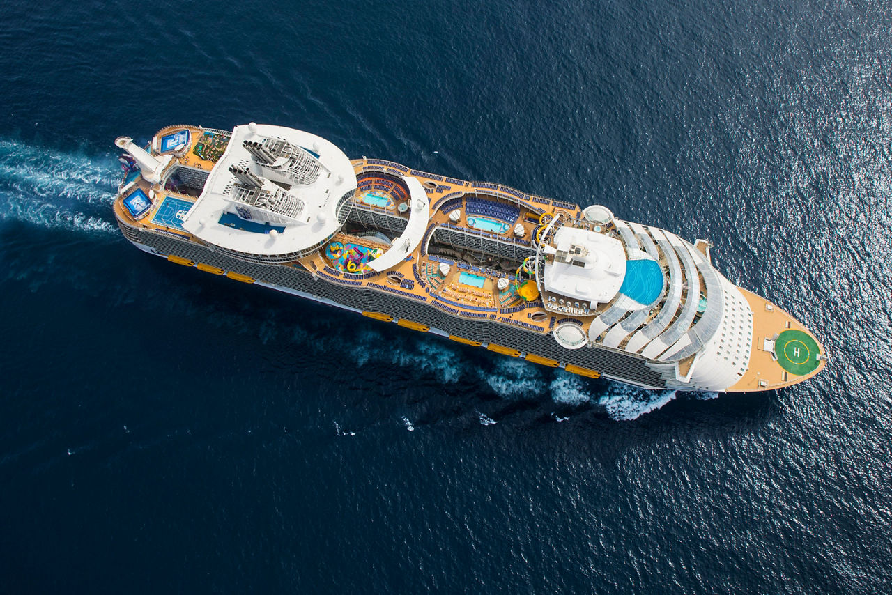 Top down aerial view of Symphony of the Seas