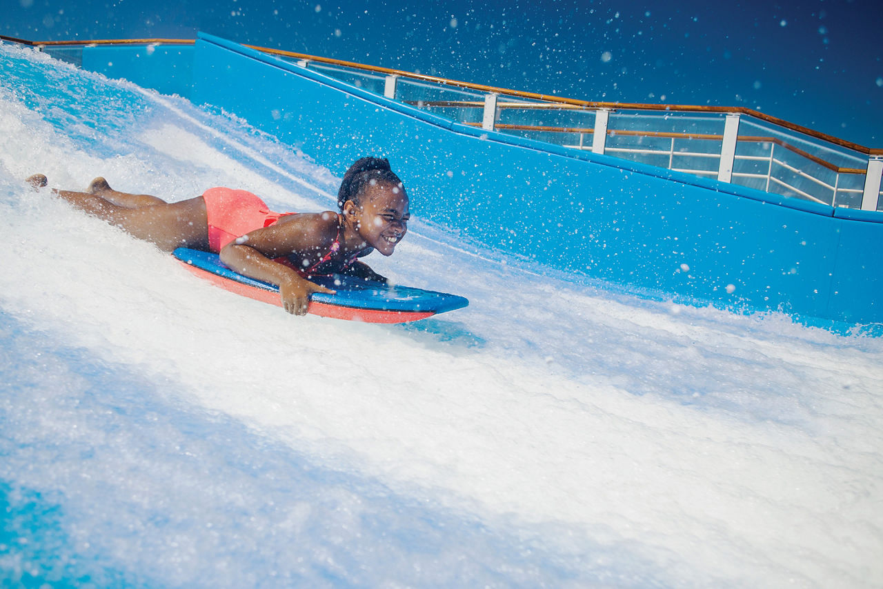 Flowrider Girl Surfing in the Summer
