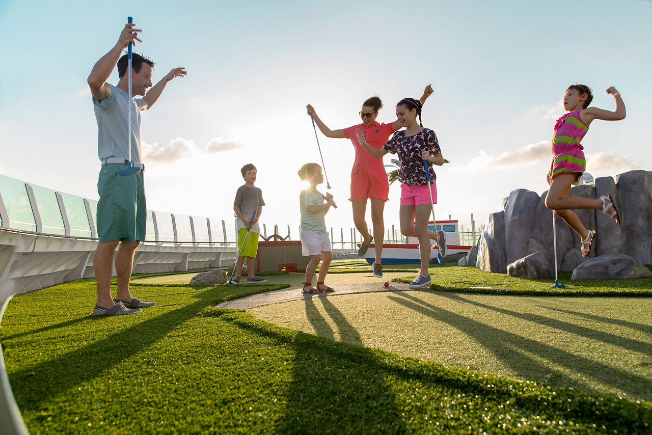 Family Playing Mini Golf on Liberty of the Seas
