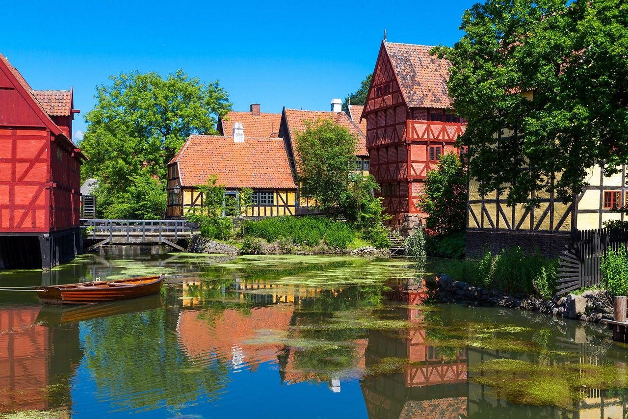 Aarhus, Denmark Colorful homes on a canal