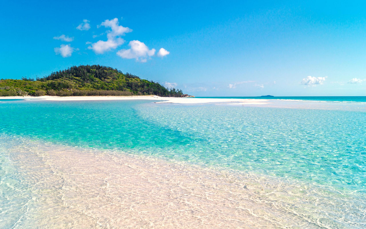 Picturesque view of the pristine Whitehaven Beach in Australia