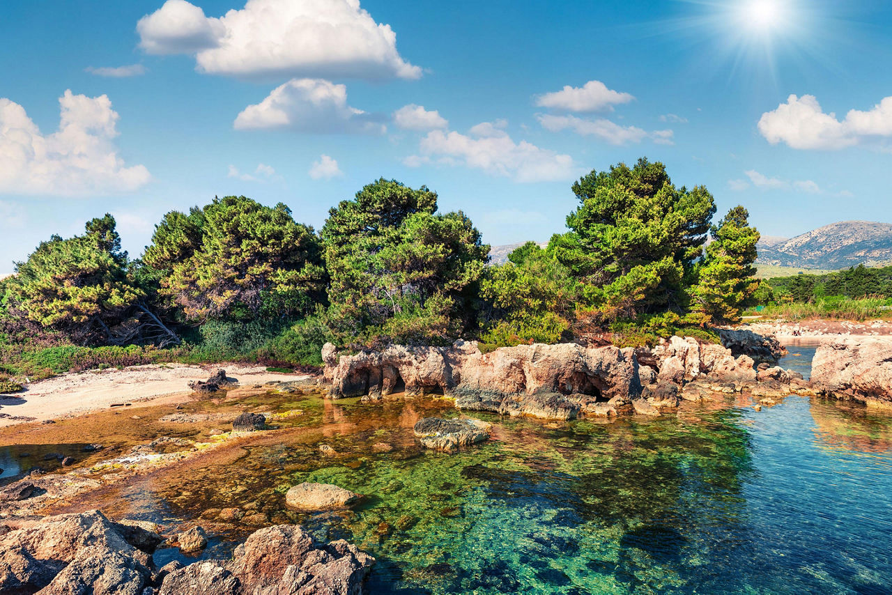 Beautiful outdoor scene of Vilagito Torony Nature Reserve during Spring in Argostoli, Greece