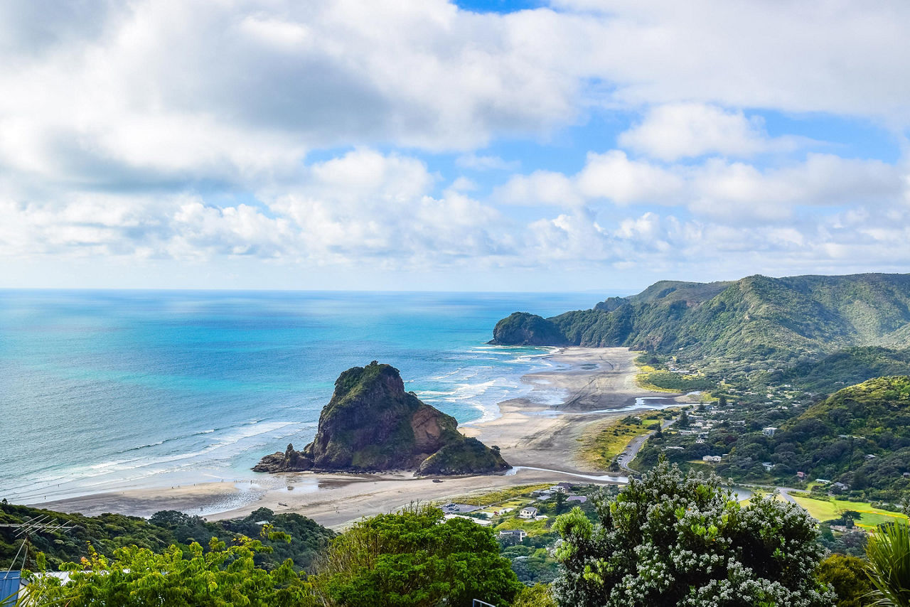 View of Piha Beach in New Zealand