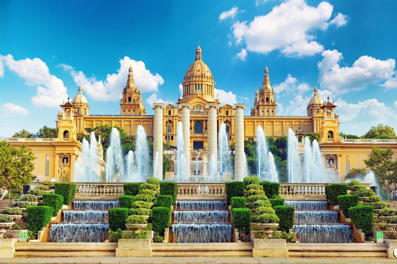 The National Museum of Catalan (Museu Nacional d'Art de Catalunya) on a Summer day in Barcelona, Spain
