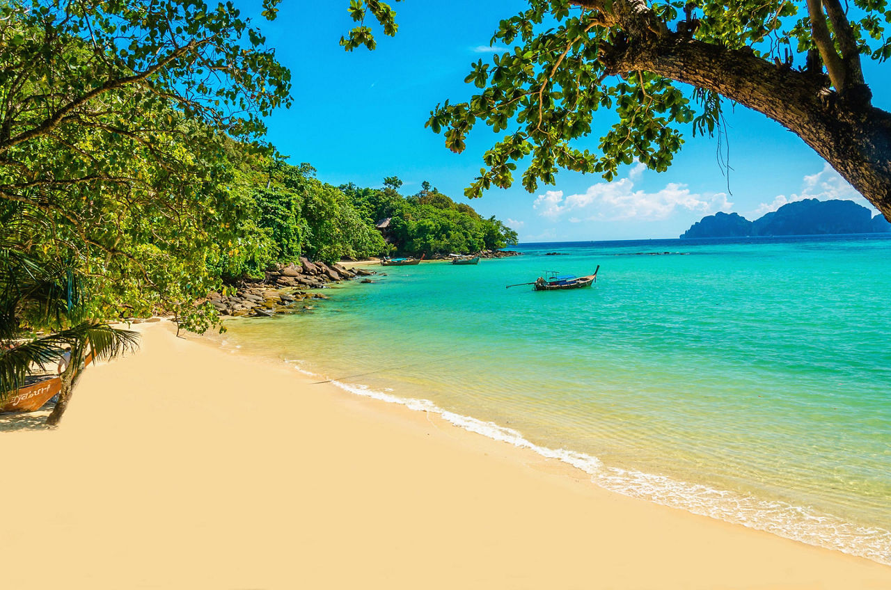 Beautiful and exotic white sand beach in Bali, Indonesia