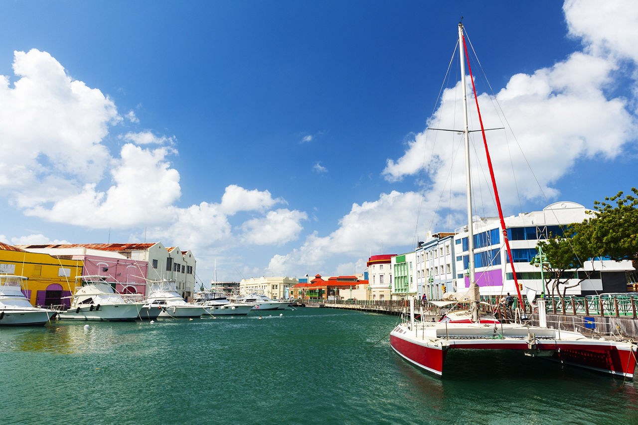 Main Water Canal Ships and Shops, Bridgetown Barbados