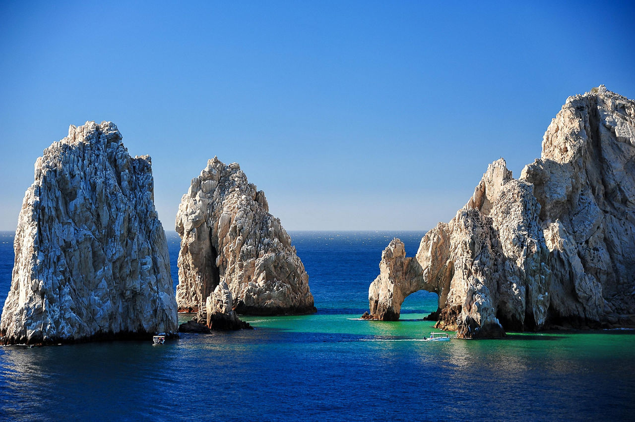 Aerial view of the famous arch in Cabo San Lucas, Mexico