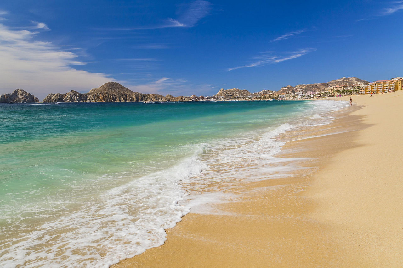 A sandy beach in Cabo San Lucas, Mexico