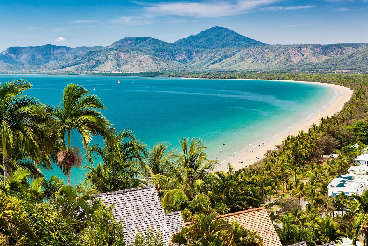 An aerial view of Port Douglas Beach in Australia