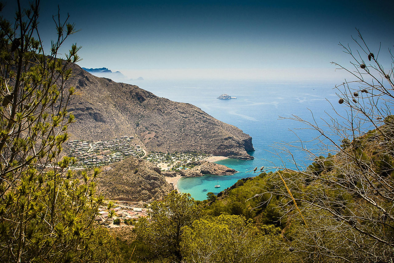 View of a secluded coastal beach in Spain