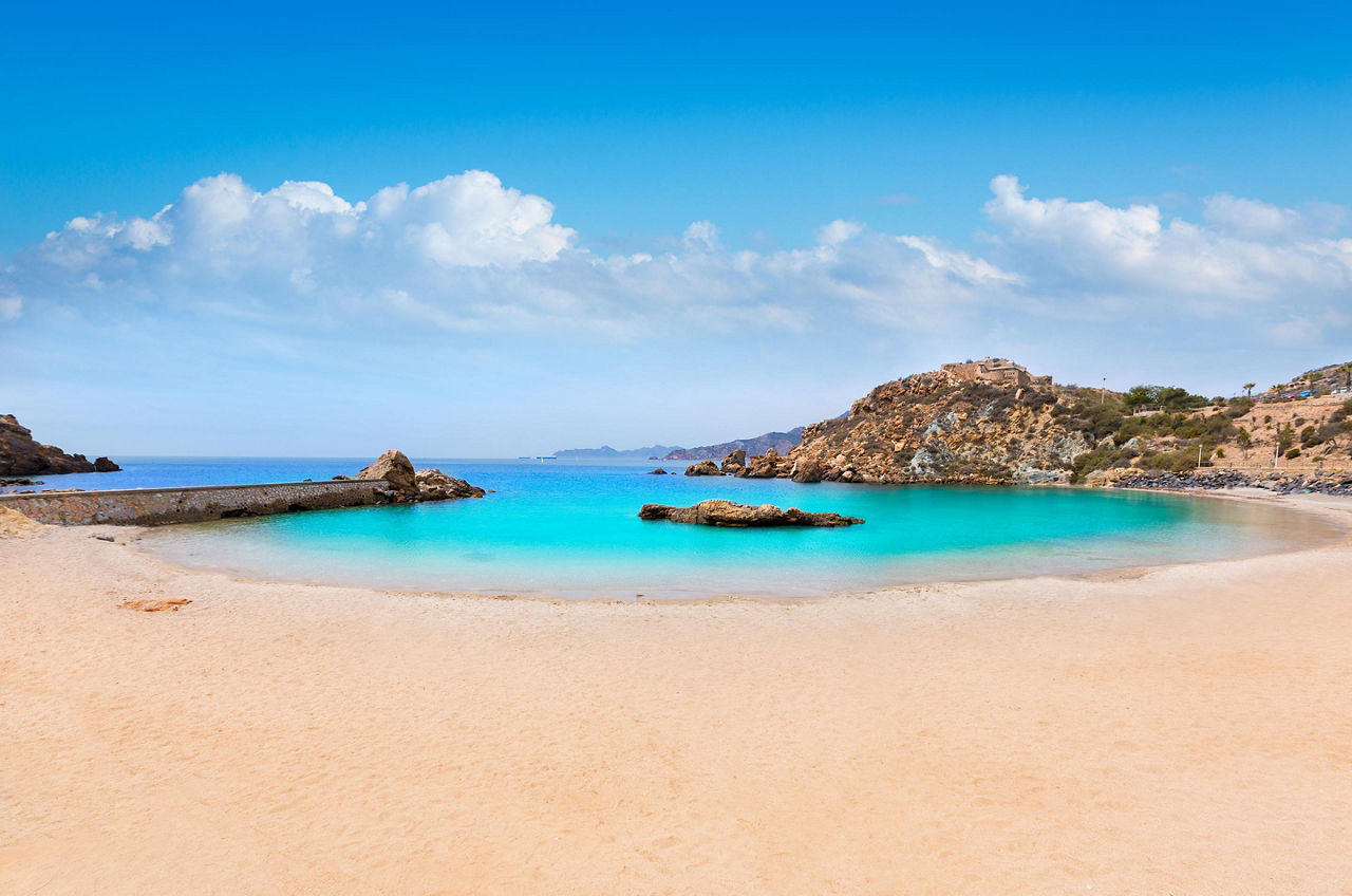 Cortina Beach in Cartagena, Spain