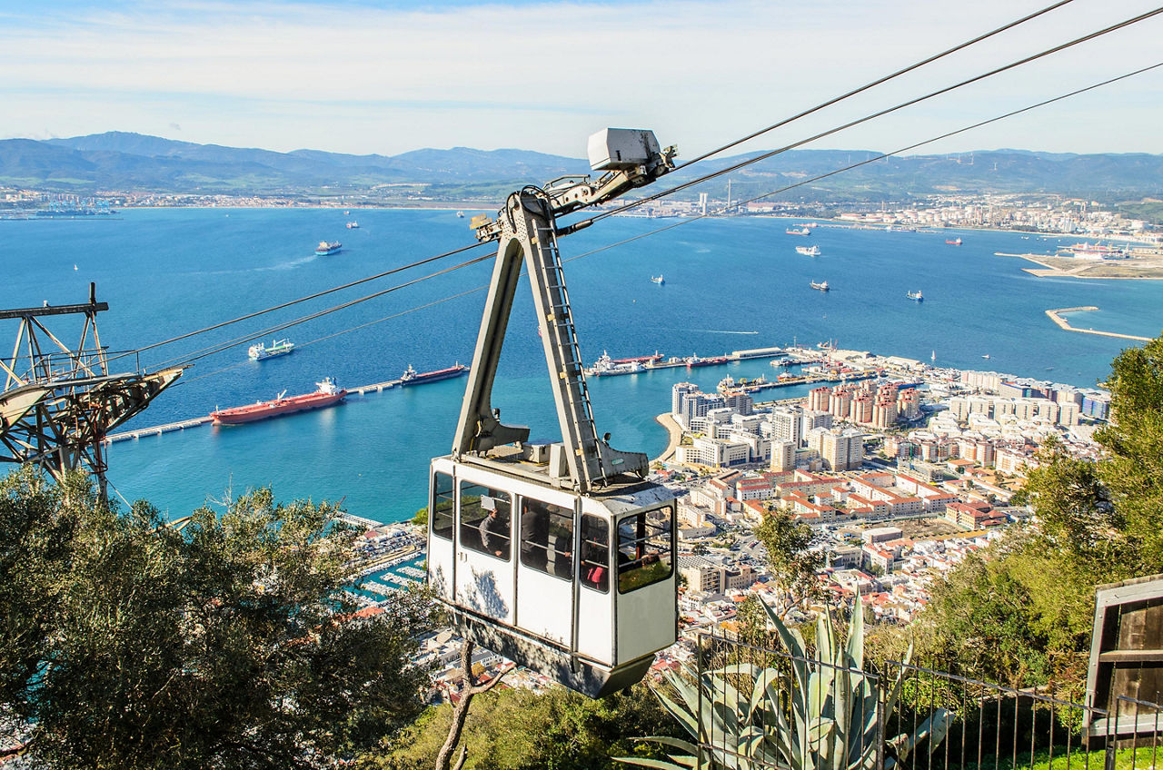 View of the cable car in Gibraltar, United Kingdom