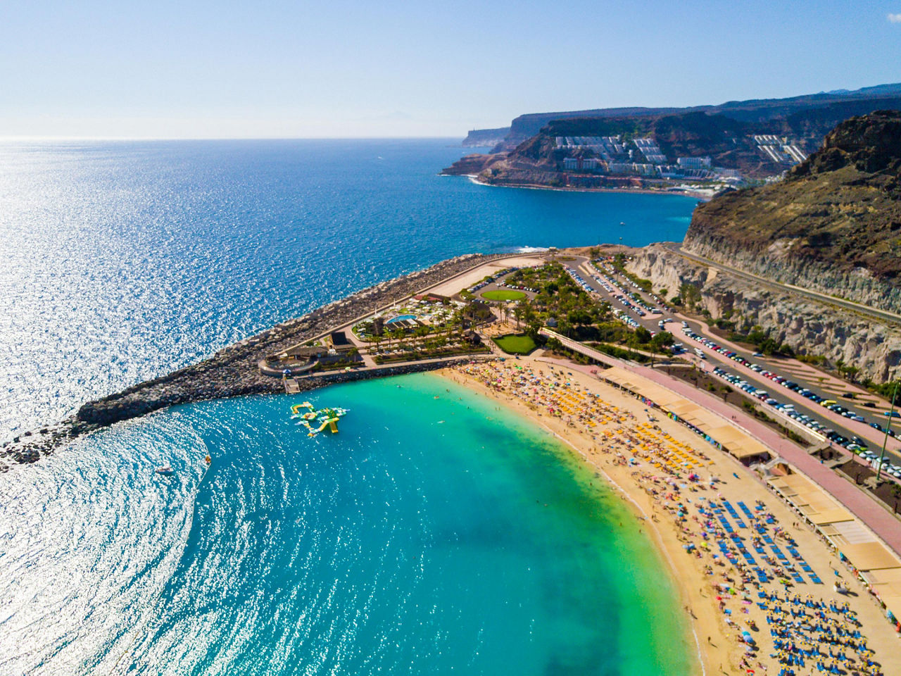 Aerial view of Amadores Beach in Gran Canaria, Canary Islands