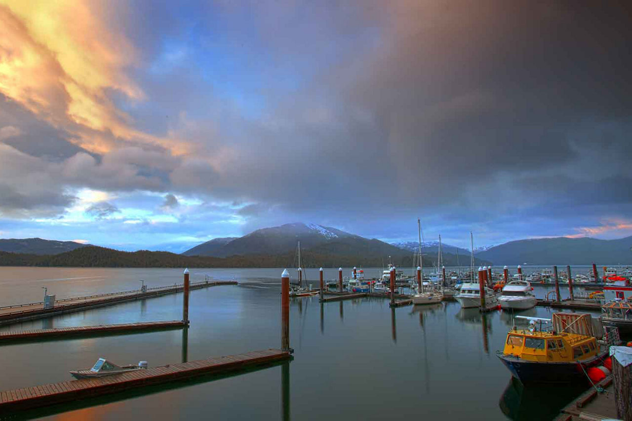 Boat Marina During Sunset, Inside Passage, British Columbia