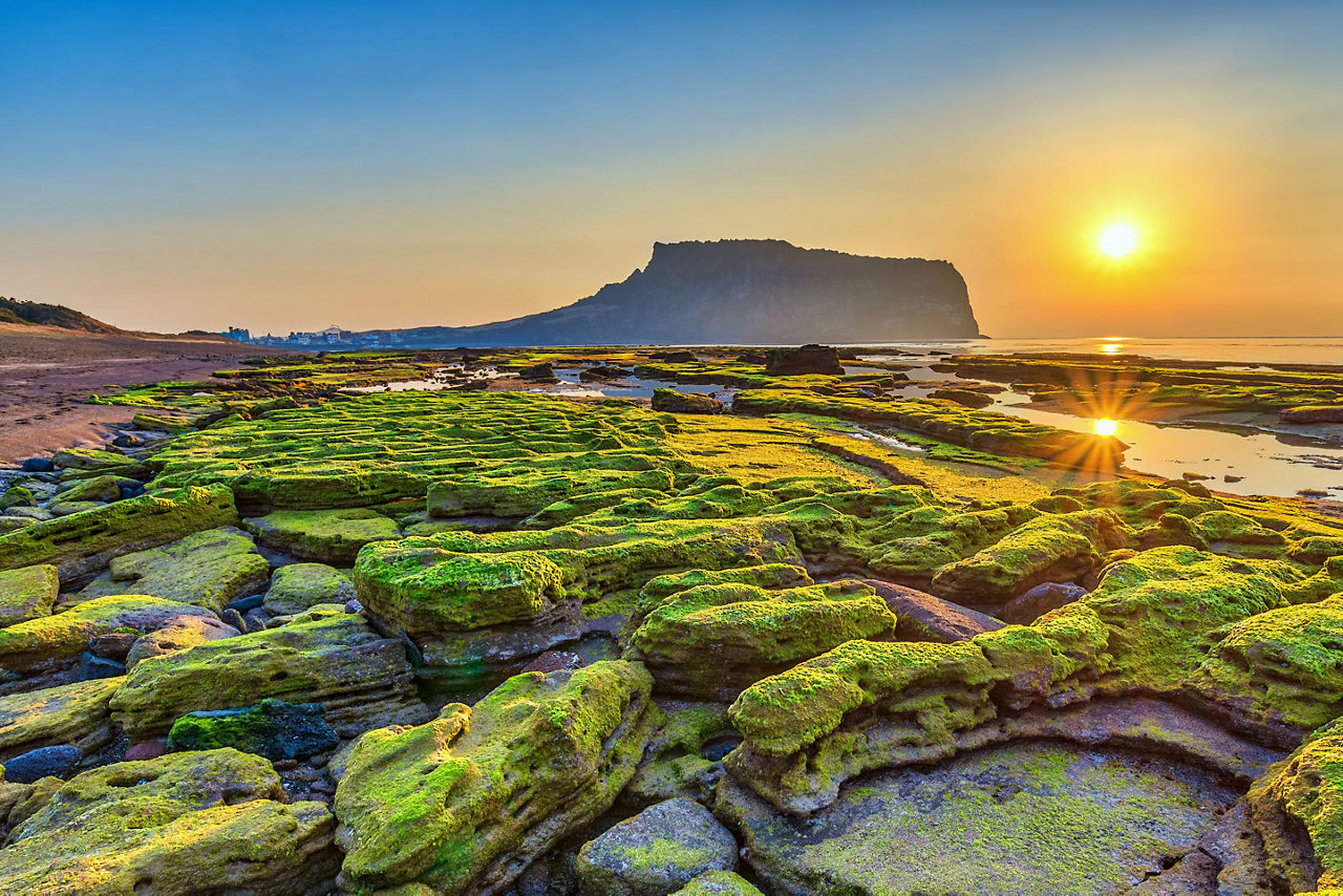 Sunrise at Seongsan Ilchulbong on Jeju Island, South Korea