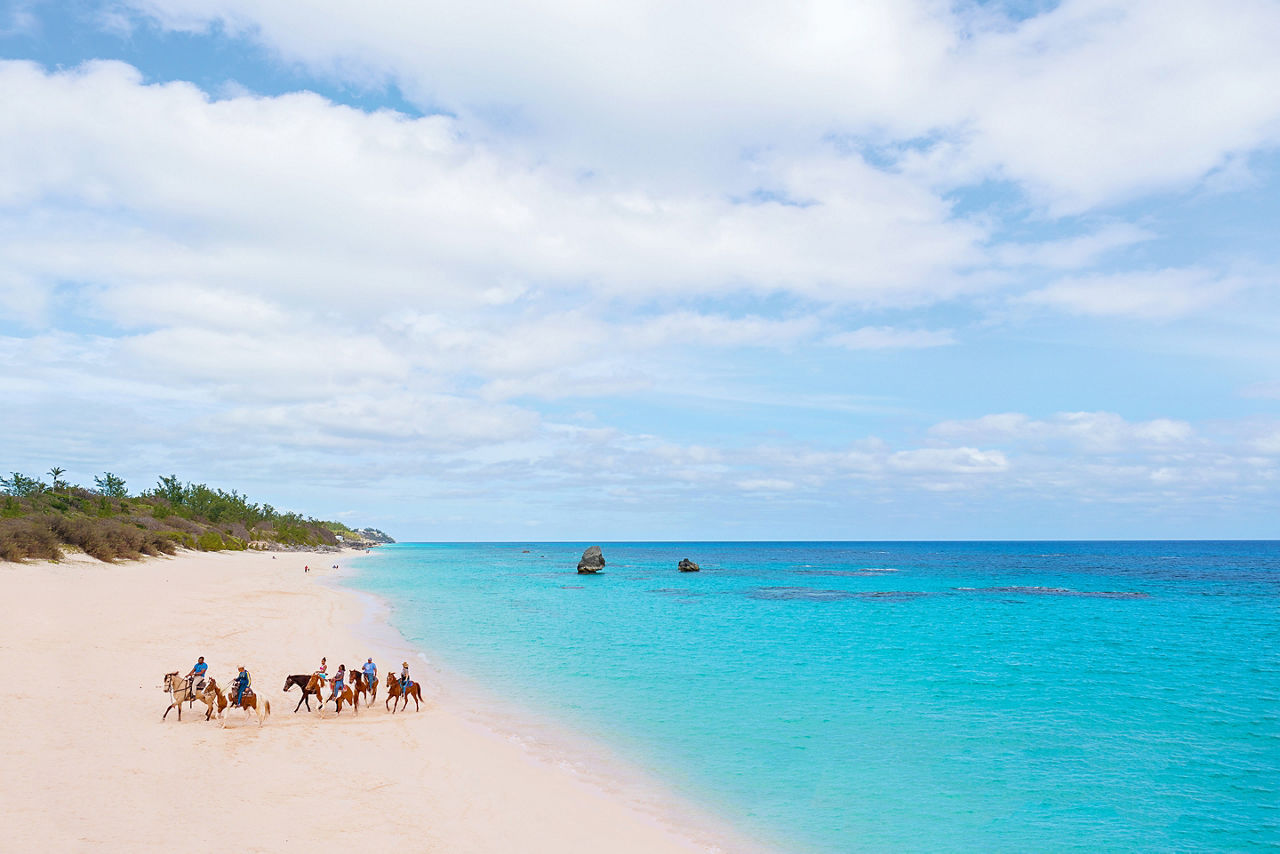Group of Horseback Riders on the Beach, Bermuda
