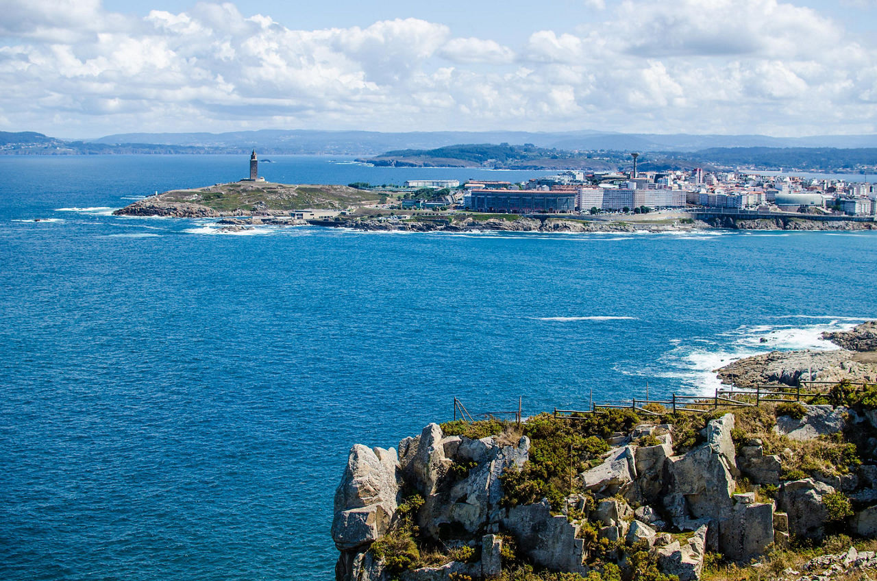 View of the harbor of La Coruna, Spain