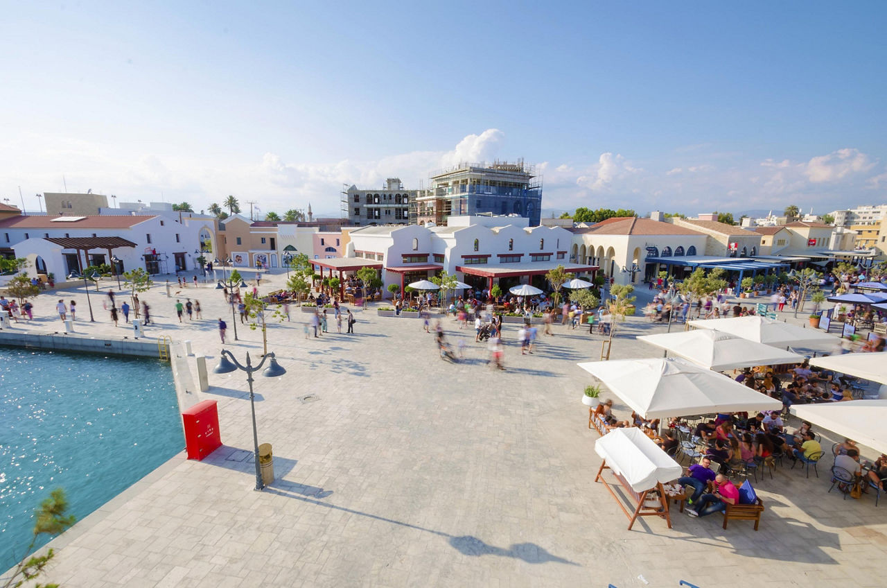 A view of the commercial area in the beautiful, modern Marina in Limassol, Cyprus