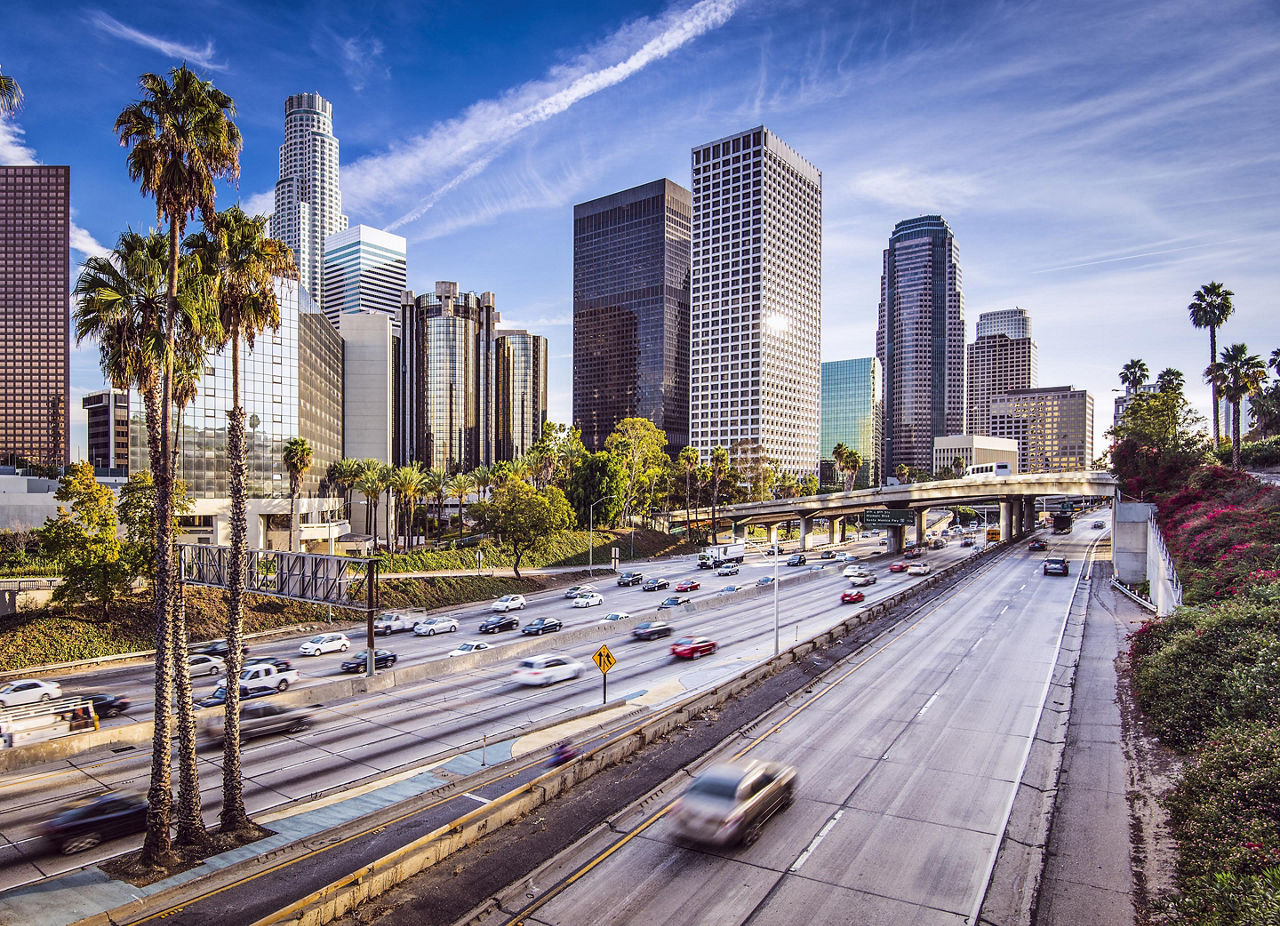 The downtown cityscape in Los Angeles, California