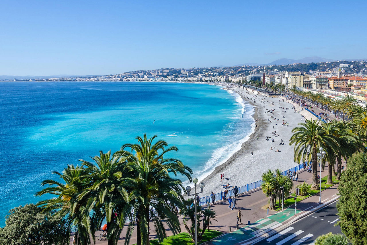 Aerial view of a beach in Nice, France