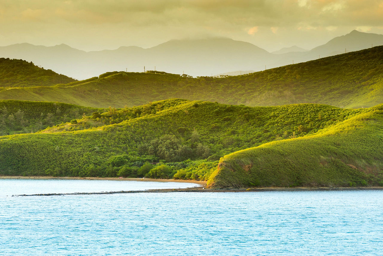 Sunset landscape on the hills around Noumea, New Caledonia