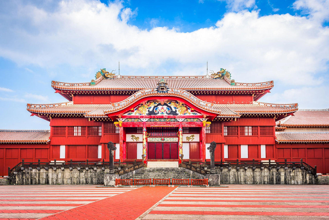 Gate of Shuri Castle's main hall in Okinawa, Japan