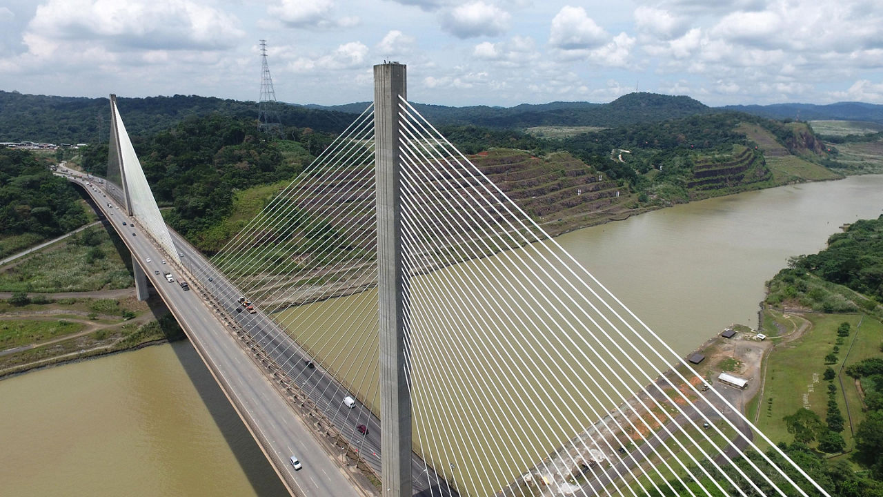 A bridge spanning over the Panama Canal