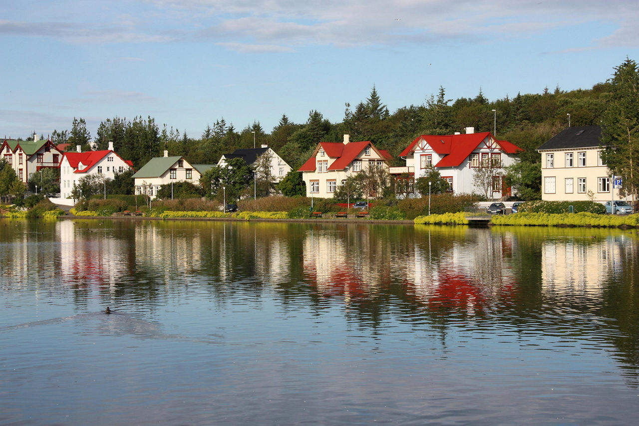 Waterfront homes in Reykjavik, Iceland